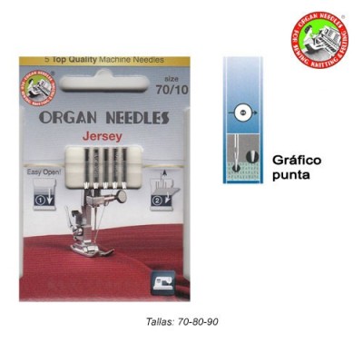 AGUJA MAQUINA ORGAN JERSEY...